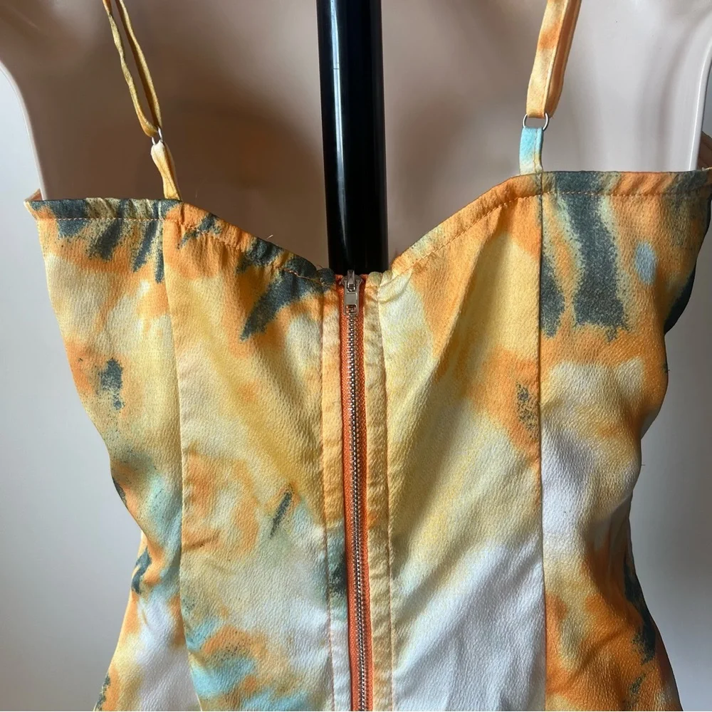 PrettyLittleThing Yellow Tie-Dye Bustier Cami Top Size 4 - Picture 4 of 6